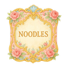 Fototapeta premium PNG Vintage floral noodle label