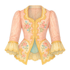 Fototapeta premium PNG Vintage floral embroidered jacket illustration.