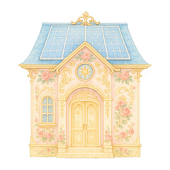 Fototapeta premium PNG Charming floral cottage illustration