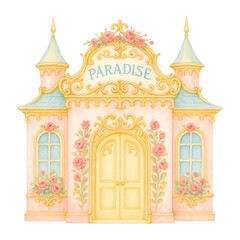 Fototapeta premium PNG Whimsical pastel fairytale castle