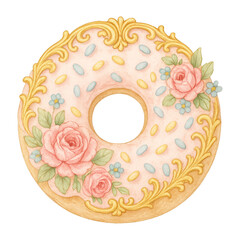 Fototapeta premium PNG Elegant floral donut illustration