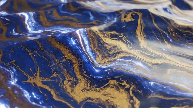 Abstract liquid marble background, soft glowing reflective waves animation