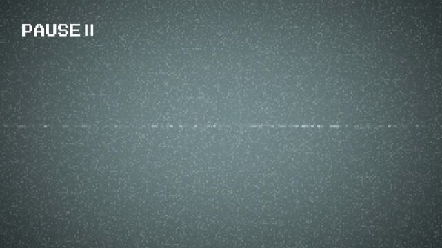 Vintage Analog Television Showing VHS Pause Screen With Grainy Static Noise and No Signal Effect