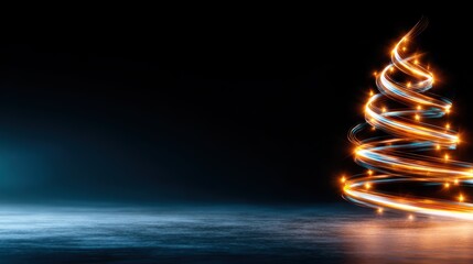 Obraz premium An enchanting representation of twinkling lights shaped into a Christmas tree, evoking a sense of warmth and festivity. The glimmering lights create a magical atmosphere for the holiday season.