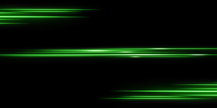 Intersecting bright green laser beams, glowing stripes. Abstract vector illustration on a black background.