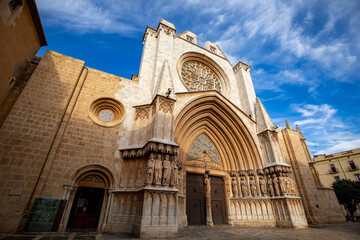 Main facade of the medieval cathedral of Tarragona, Catalonia, Spain, UNESCO World Heritage City