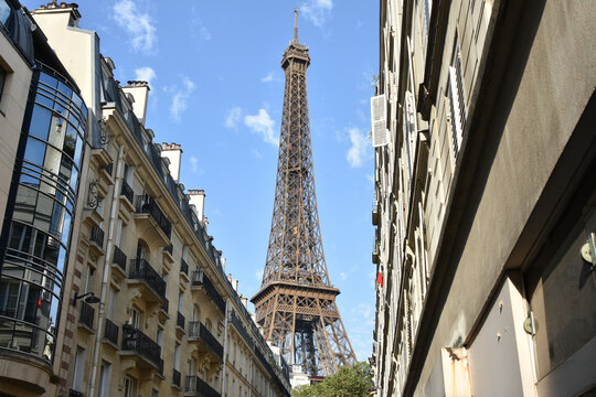 The Eiffel Tower from a Side Street in the 7th Arrondissement, Paris