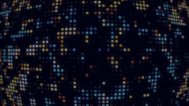 Glowing Digital Matrix Background with Colorful Dots and Binary Code, Futuristic Technology Concept, 4K Video Footage