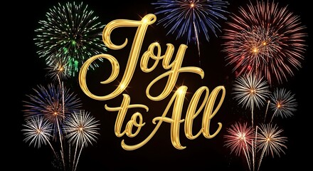 Celebratory fireworks display with joyful holiday message for festive season