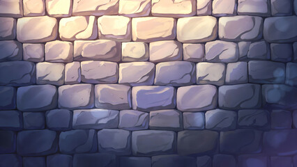 Obraz premium A detailed, illustrative image of a stone wall, likely depicted in a digital painting or concept art style. The wall is constructed from large, irregularly shaped, light-colored stones.
