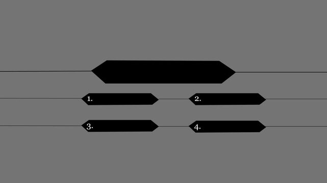 Abstract concept Four Magenta Black Arrows With Numbers 1234 On Gray Background.4k video animation. 