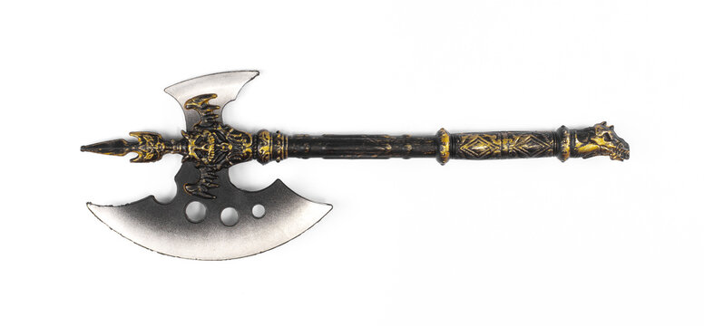 Medieval battle axe isolated on white background