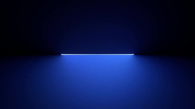 Thin source of blue light rotating. 3D render seamless loop animation