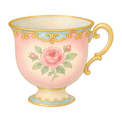 Fototapeta premium PNG Elegant vintage floral teacup