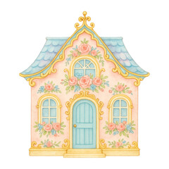 Fototapeta premium PNG Charming floral cottage illustration