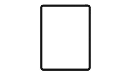 Front view simple black tablet mockup with blank screen PNG. Vertical template for app presentation...