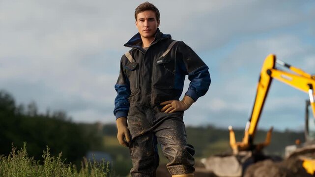 A maintenance scene shows a worker standing confidently in durable rubber boots, performing outdoor tasks that require protection, safety, and practical workwear in wet conditions. cinematic color