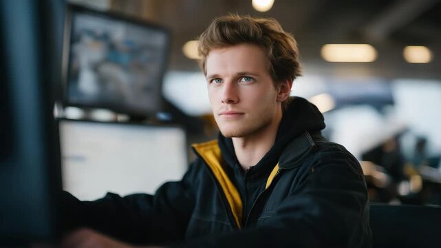 A mechanic reviews live data streams while performing car testing, relying on computerized engine diagnostics to locate errors and optimize performance. cinematic color correction, natural uneven