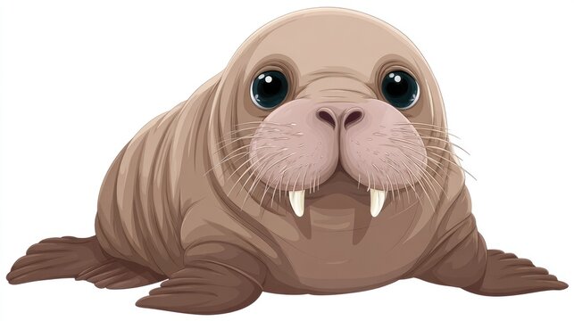 Cute walrus cartoon character isolated PNG with Transparent Background