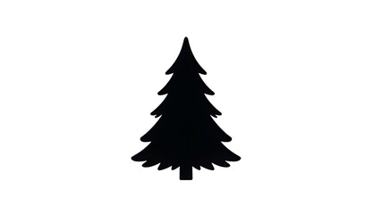 Obraz premium A black silhouette of a pine tree on a white background