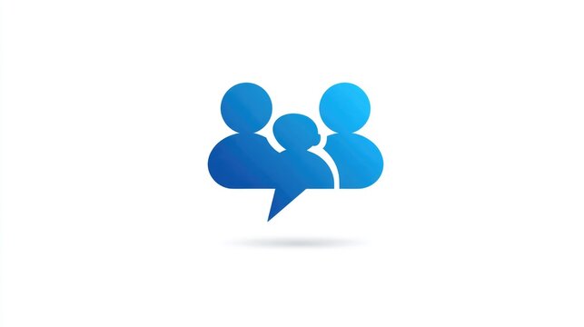 Blue conversation, chat icons, communication symbols, teamwork signs isolated on White Background