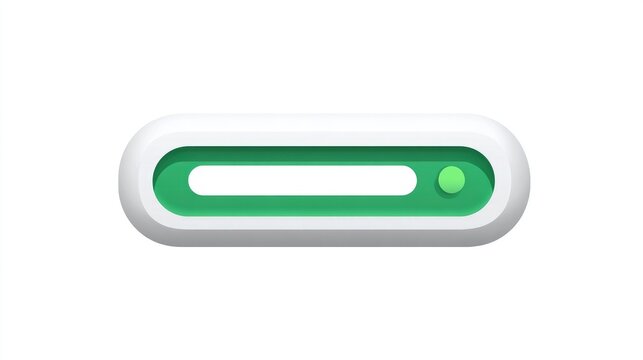 Green toggle button, on switch, interface element isolated on White Background