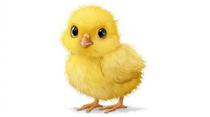 Fototapeta premium Cute yellow chick standing on white background, easter png