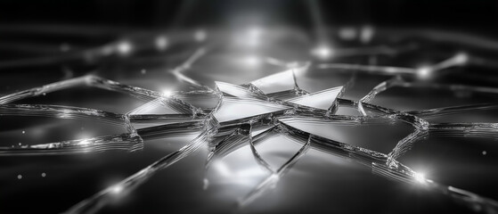 Obraz premium 砕ける瞬間のクラックガラステクスチャ（コピースペース）