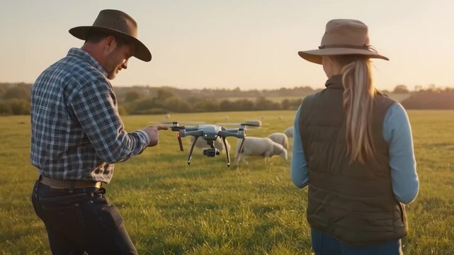 Medium shot showing AIpowered alert system notifying farmers of abnormal behavior and potential health issues in sheep