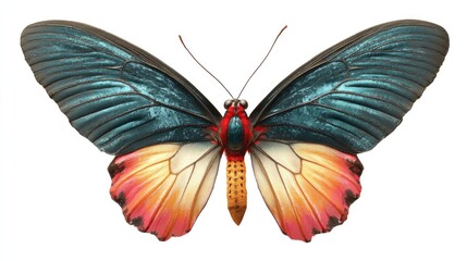 Fototapeta premium Colorful butterfly on white background, isolated insect png