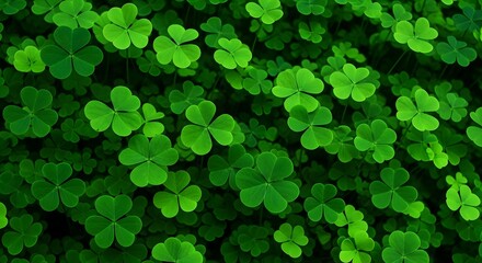 St patrick's day shamrocks and green foliage background for irish celebrations