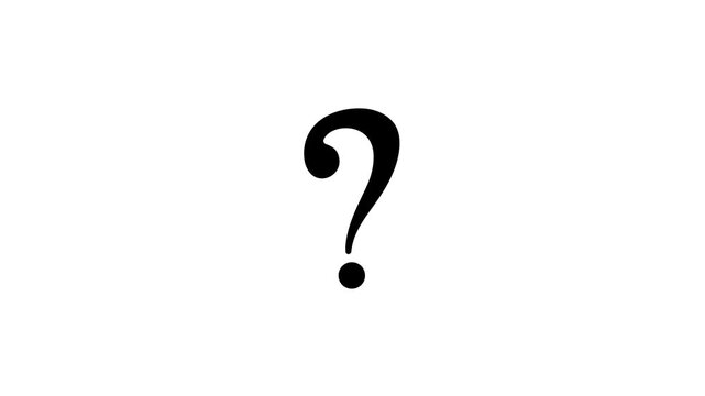 Minimalist, black, question, mark, animation, on, white, background, perfect, for, help, centers, FAQ, sections, curiosity, themes, and, creative, digital, video, presentation, overlays.
