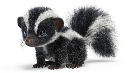 Fototapeta premium Cute skunk standing isolated on white background