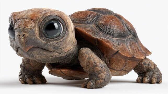 ultra realistic 3D baby tortoise, detailed shell texture, wrinkled skin, small legs