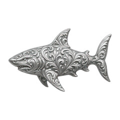 Fototapeta premium PNG Ornate silver shark design
