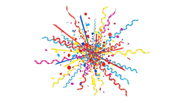 Colorful confetti explosion isolated on transparent background