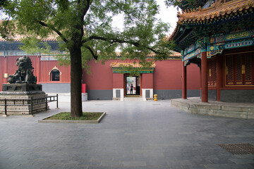 Fototapeta premium Yonghe Palace Beijing Courtyard - Traditional Chinese Architecture and Cultural Heritage Site