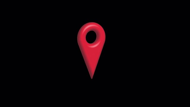 cool nice red 3d location icon pointing motion 4k video on transparent background mov video files