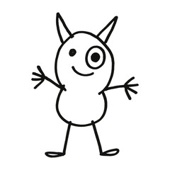 PNG Playful cartoon monster doodle illustration.