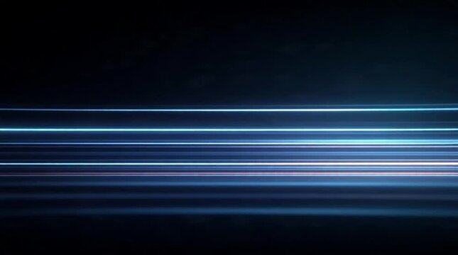 A bright blue abstract background featuring digital motion blur with light rays and striped line patterns on a dark gradient texture for a modern technology wallpaper design