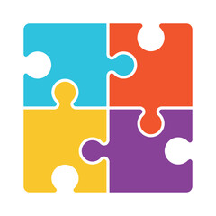 Fototapeta premium Four Part Puzzle Graphic. Four pieces of jigsaw puzzle or teamwork.