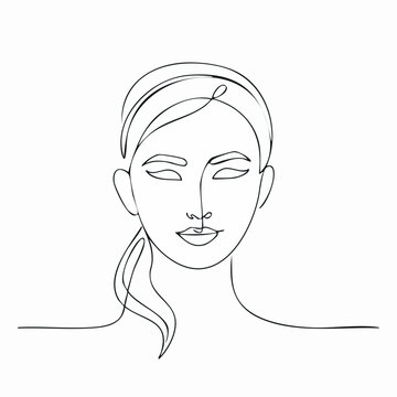 Portrait f&eacute;minin au trait continu &ndash; dessin minimaliste et &eacute;l&eacute;gant