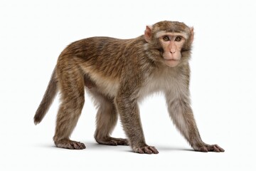 Fototapeta premium Monkey Standing Realistic Primate Animal Isolated on White Background High Resolution Photorealistic Detail