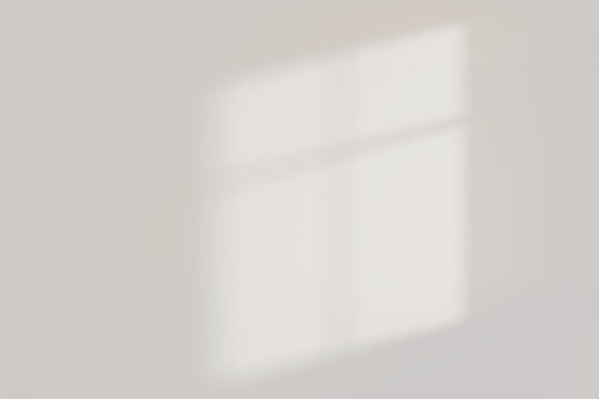 Minimal White Wall with Soft Window Shadows, Natural Light Background. 3d render
