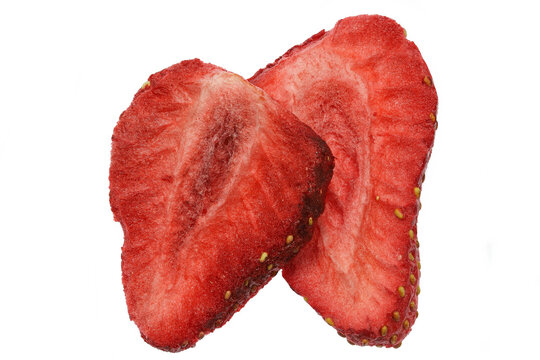 freeze-dried strawberries isolated on white background