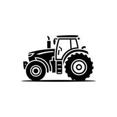 Obraz premium Black silhouette of a modern agricultural tractor on a white background