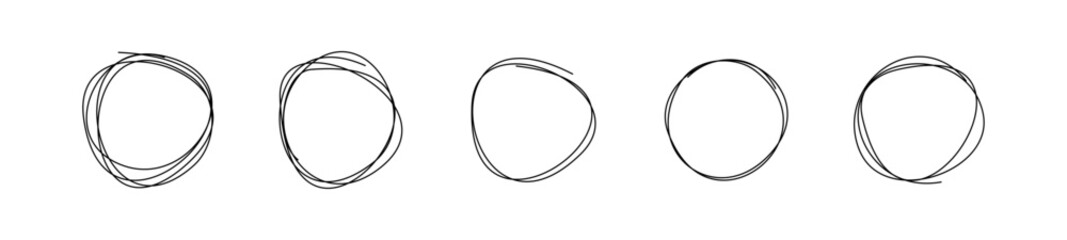 Set of Messy Line Art Round Shapes