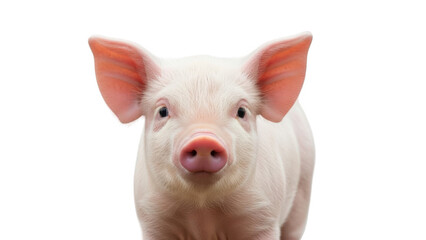 Adorable piglet facing forward isolated on transparent background
