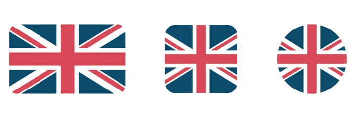 Obraz premium UK flag icon, British national symbol, England banner, Great Britain emblem, Europe country circle badge, flat color vector, digital, travel, design, infographic