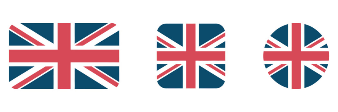 UK flag icon, British national symbol, England banner, Great Britain emblem, Europe country circle badge, flat color vector, digital, travel, design, infographic